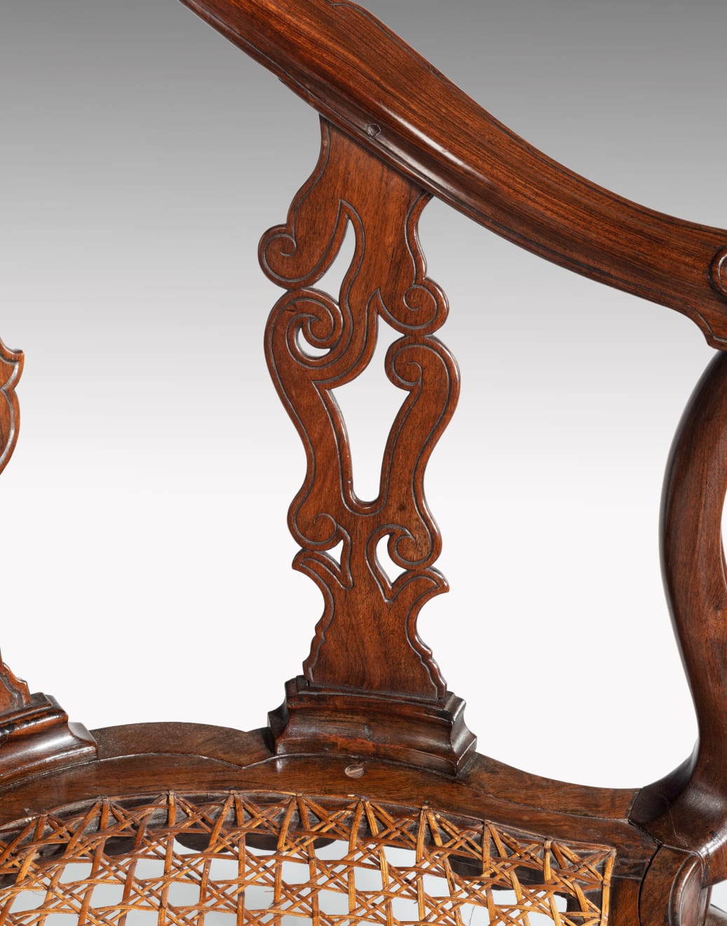 Indo-Portuguese Carved Padouk Armchair