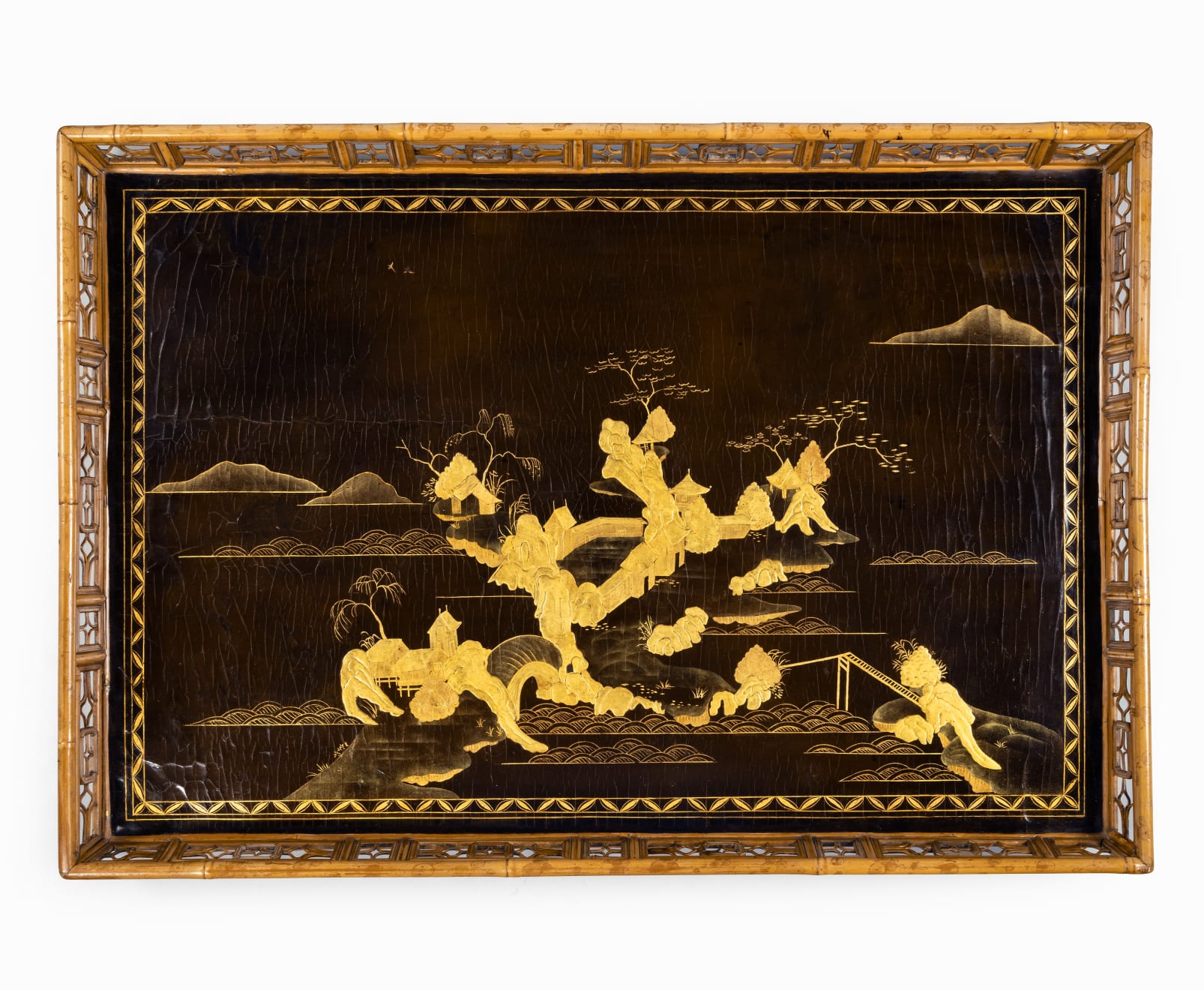 antique Coulborn Pair of Chinese Export ‘Brighton Pavilion’ Bamboo Chairs and Table En Suite