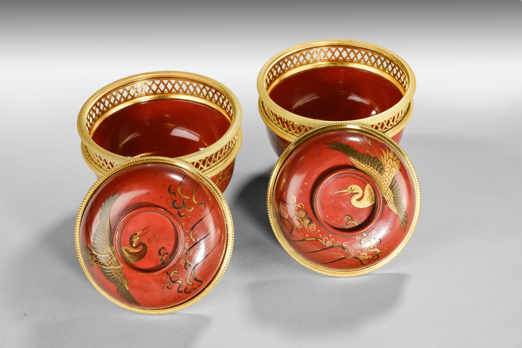 Coulborn antique Pair of Japanese Lacquered ‘Pot Pourri’ Vases Benjamin Vulliamy