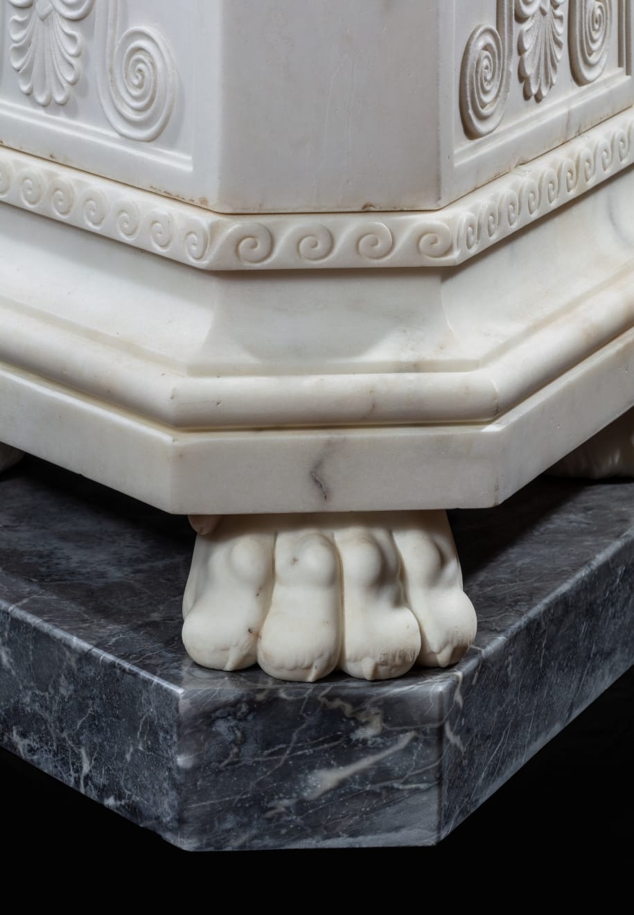 Coulborn antique Pair of Neo-Classical Carrera Marble Pedestals by Lorenzo Bartolini
