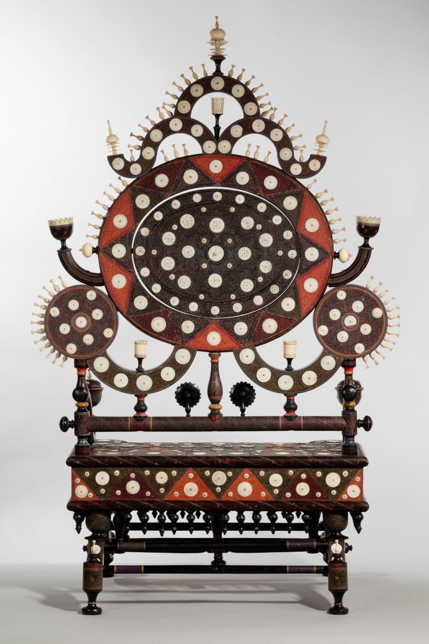 Anglo-Indian Ivory Mounted and Incised Lacquer Dressing Mirror