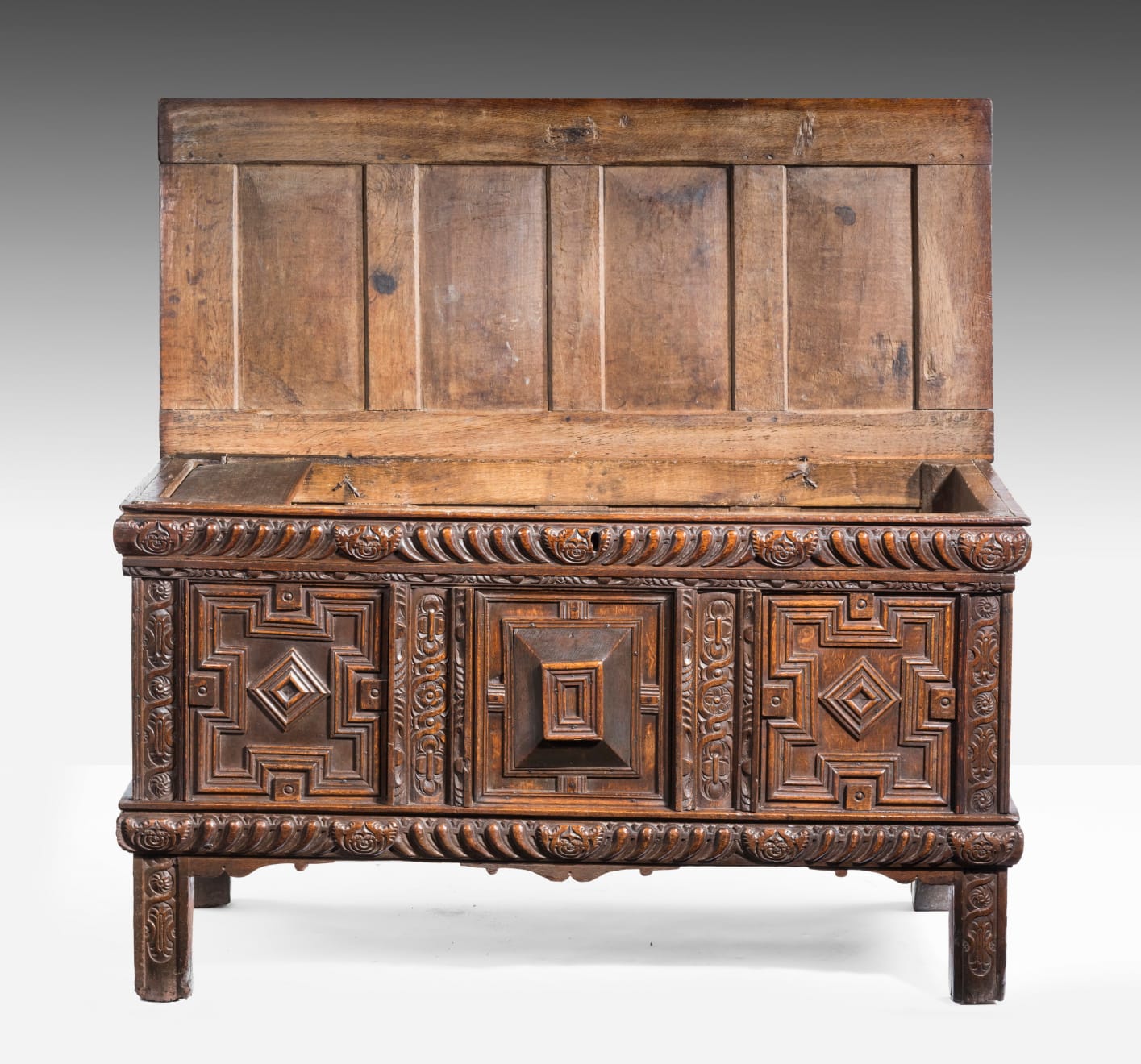 Elizabethan Carved Oak Coffer