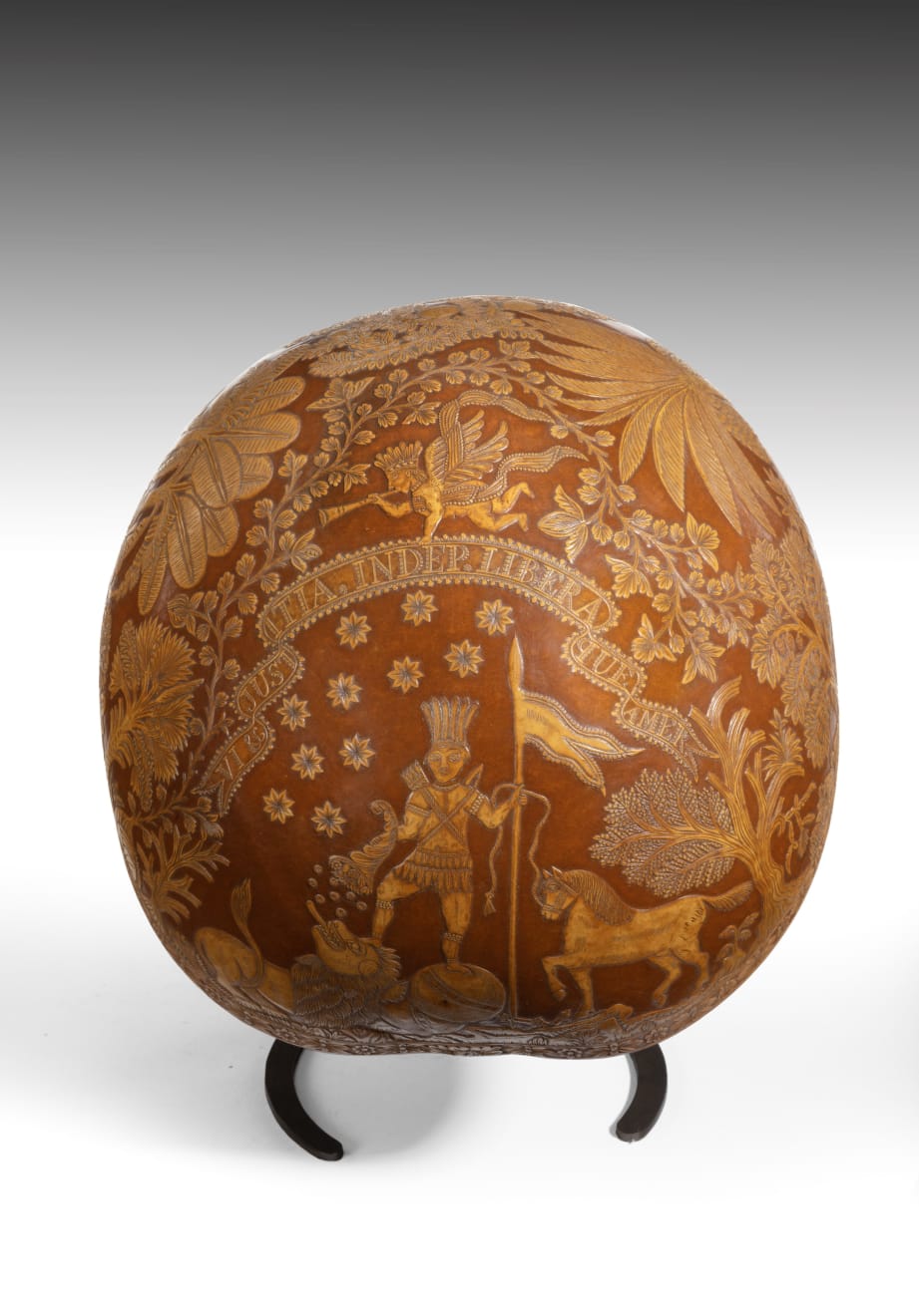 SOLD TO THE METROPOLITAN MUSEUM OF ART: Relief Carved Gourd celebrating the Liberation of New Spain (Mexico) in 1821