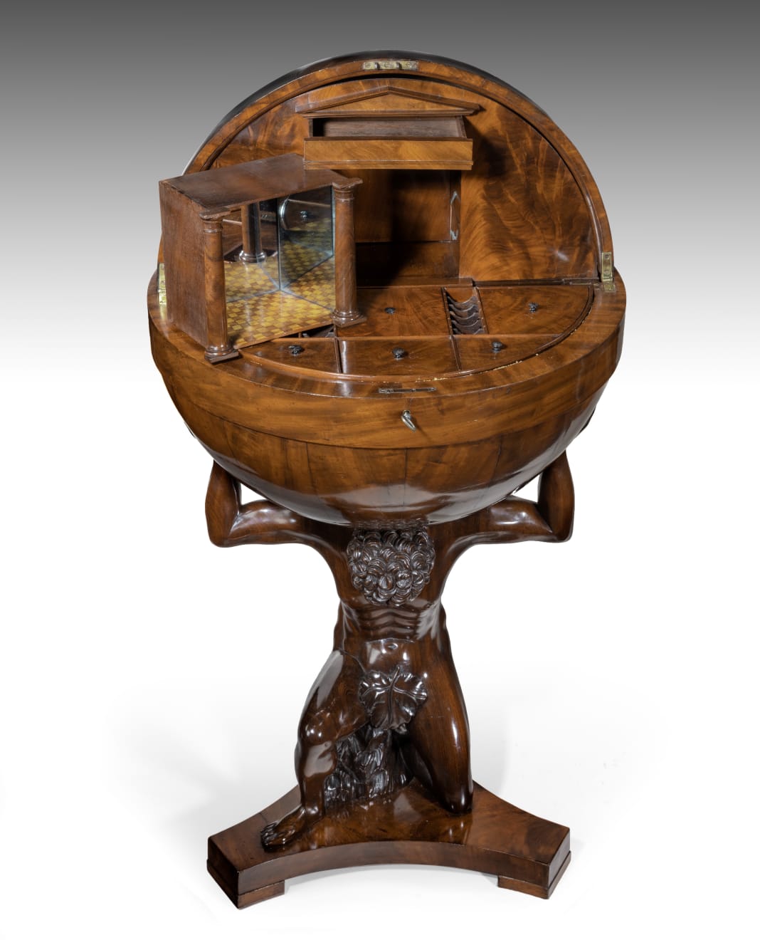 Coulborn antique 19th century Biedermeier Mahogany Globe-Form Work Table Globustisch