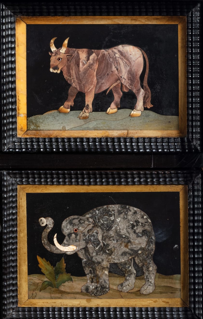 6844 17th Century Italian Ebony and Pietre Dure Table Cabinet