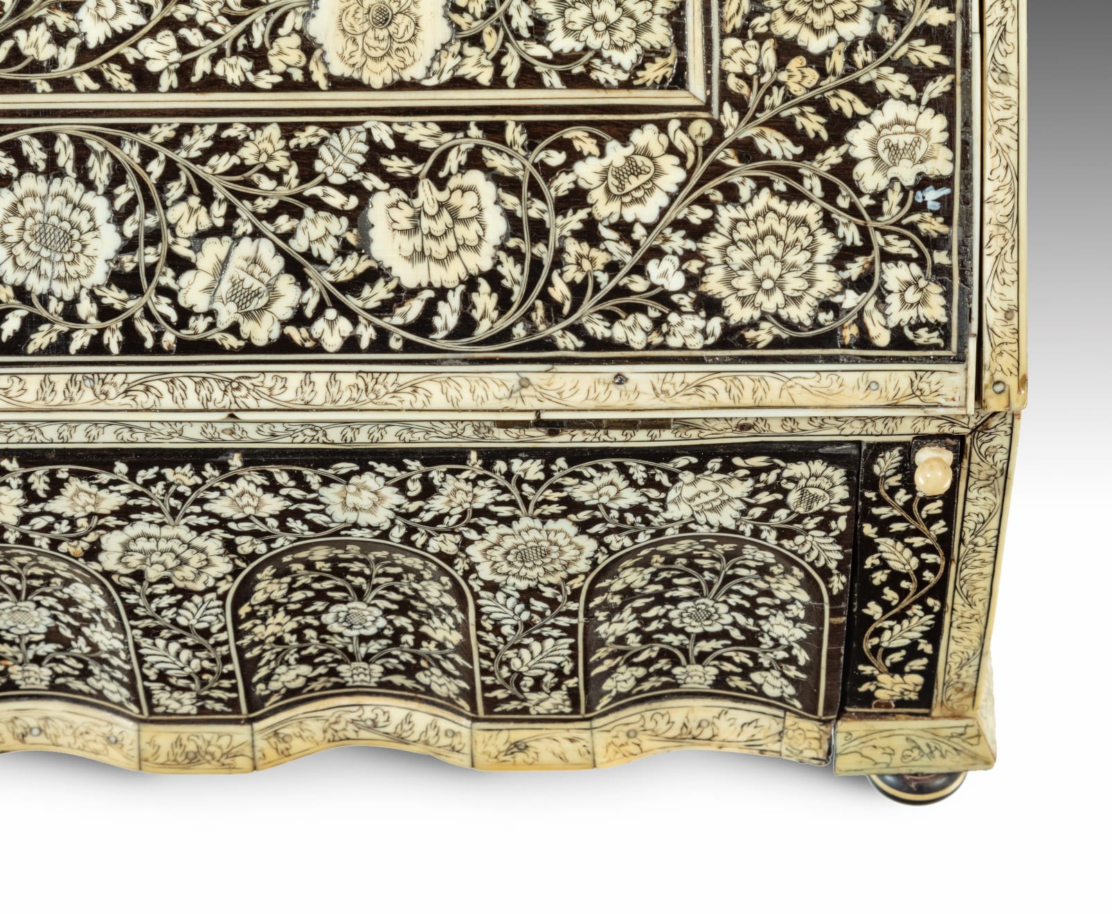 Anglo Indian Ebony Table Bureau with Ivory Inlay