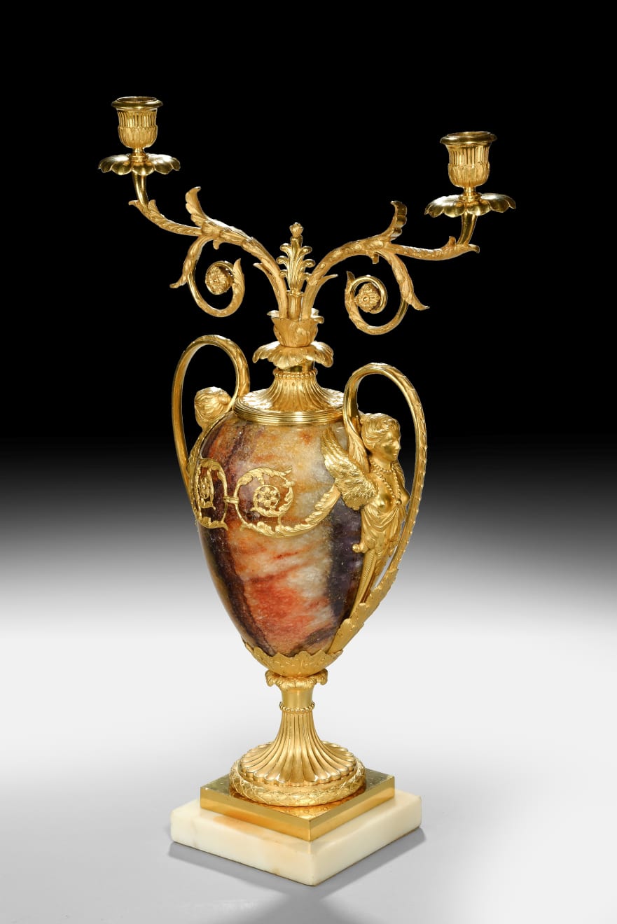 Blue John and Ormolu Wing-figured Candle Vase