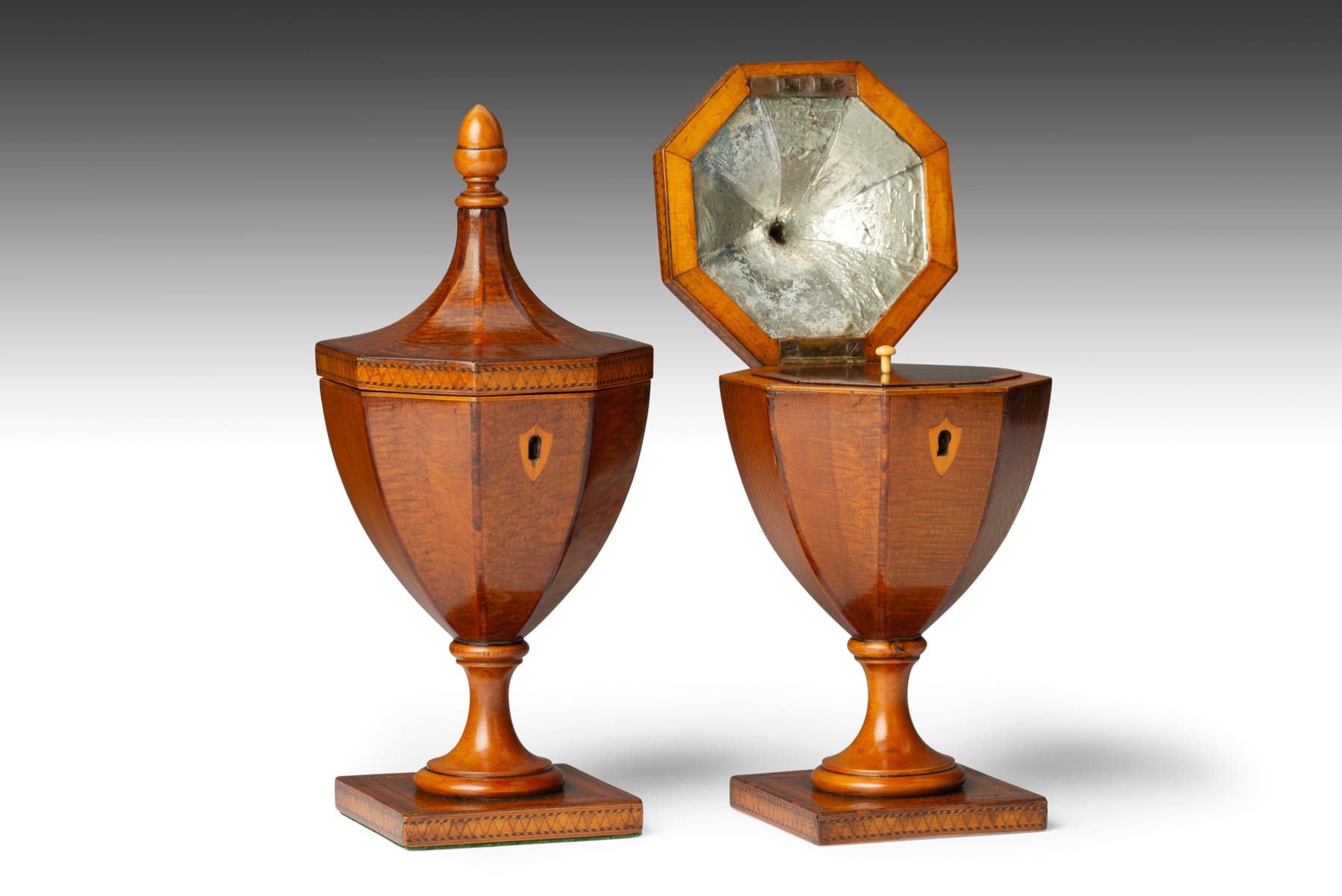 Pair of George III Neoclassical Tea Caddies