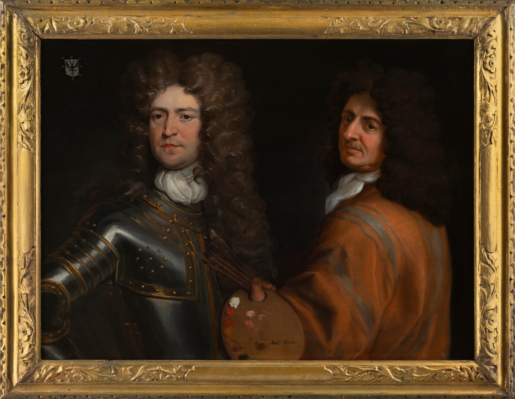 Antonio Verrio (Lecce or Naples c. 1636 - 1707 London), Double portrait of the artist, half-length, with a palette and brushes, and Brigadier-General Robert Killigrew (Maastricht 1660 – 1707 Almanza), half-length, in armour