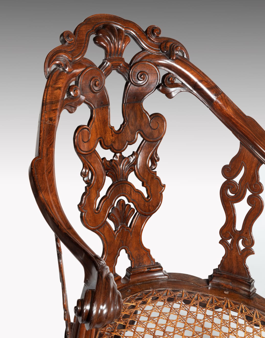 Indo-Portuguese Carved Padouk Armchair