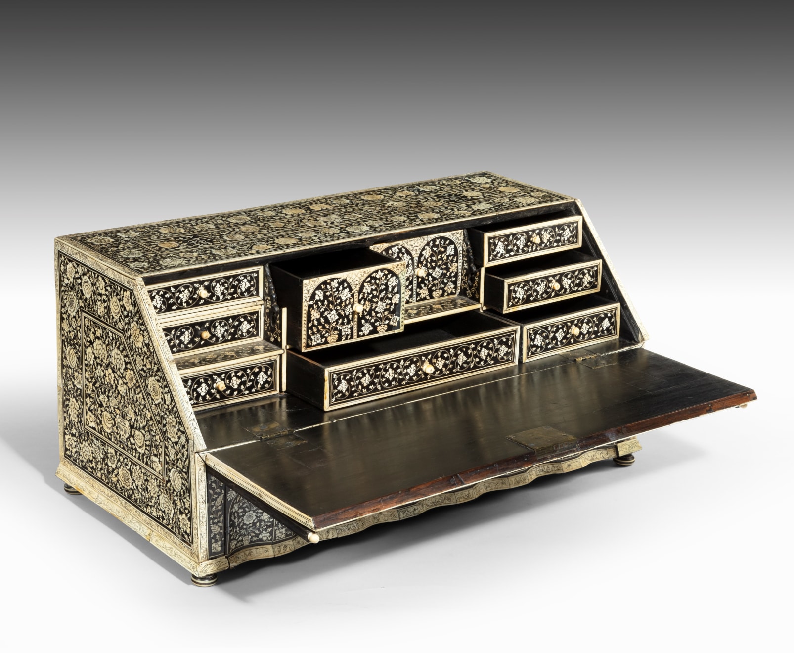 antique Coulborn Anglo Indian Bureau with ivory inlay, Vizagapatam
