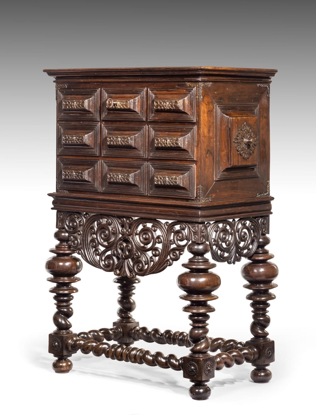 Coulborn antiques Indo-Portuguese India Portugal Carved Jacaranda Cabinet on Stand