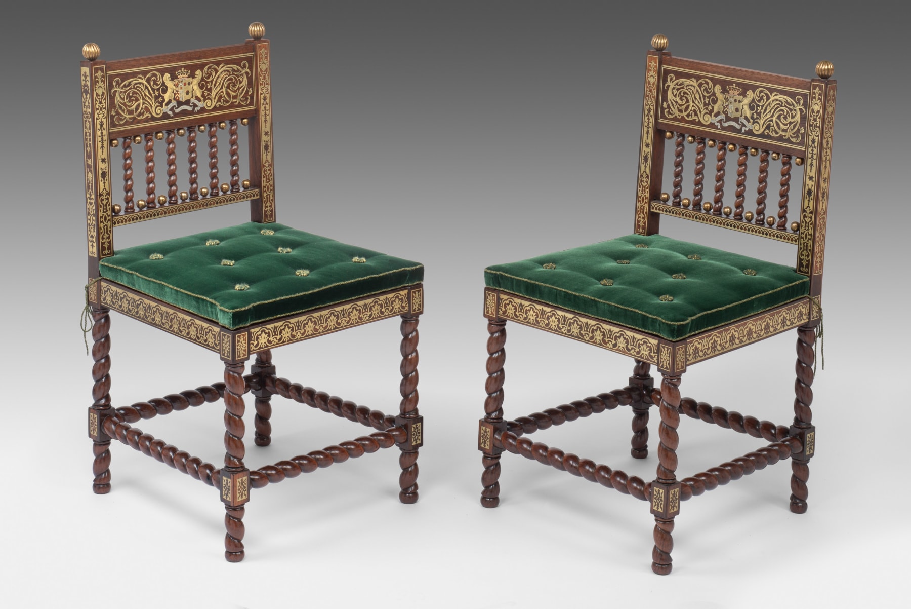 Pair of Regency Rosewood and 'Buhl' Marquetry Antiquarian