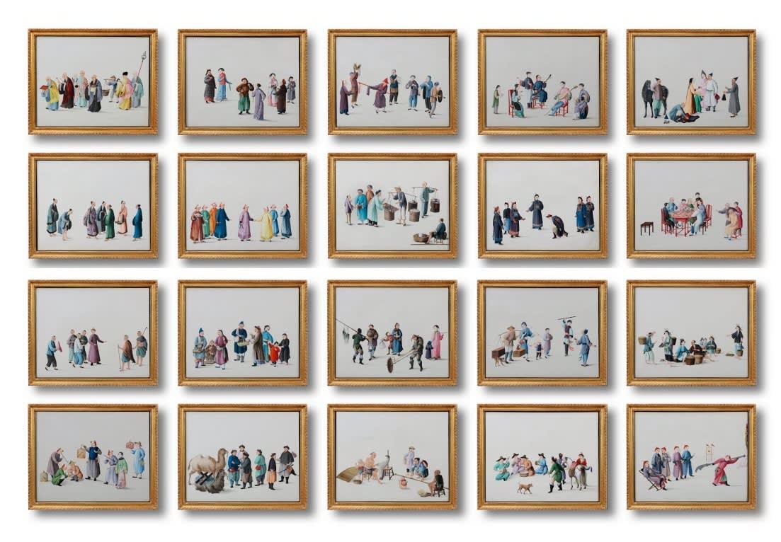 Rare Set of 20 Chinese Export Watercolours Representing The Customs and Trades of China