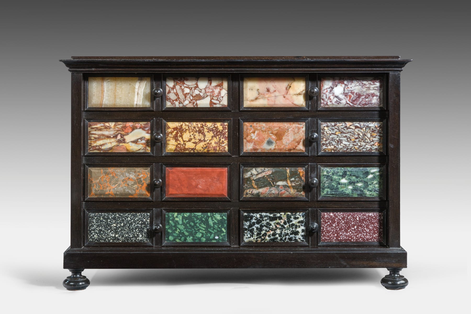 Ebony and Antique Marble-mounted Table Cabinet