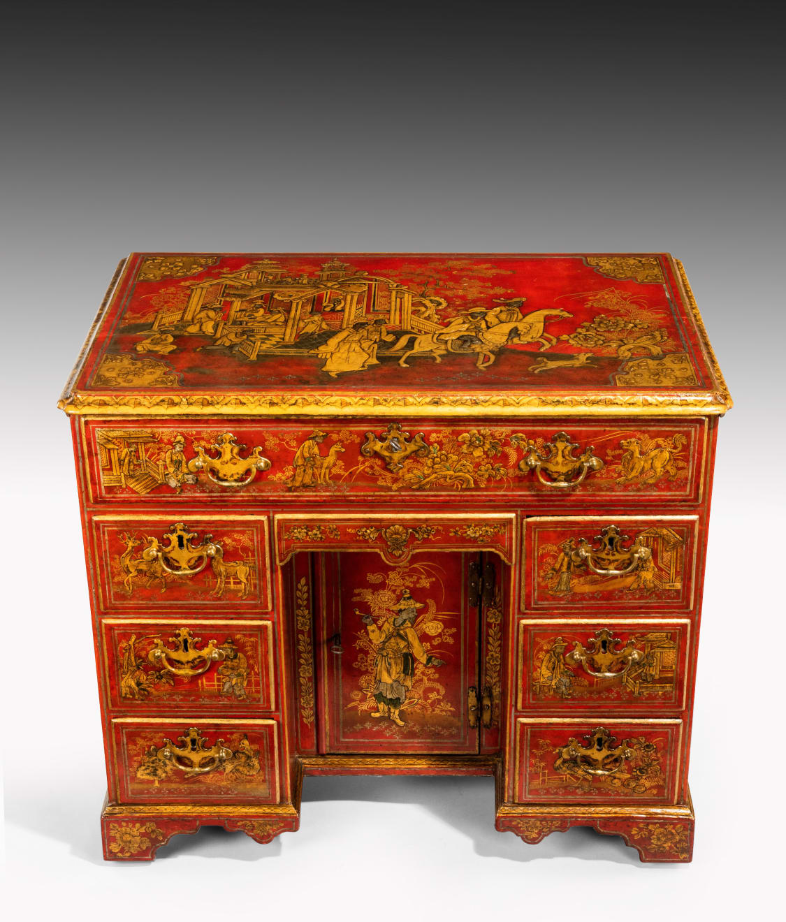 George II Scarlet Japanned Kneehole Chest Giles Grendey