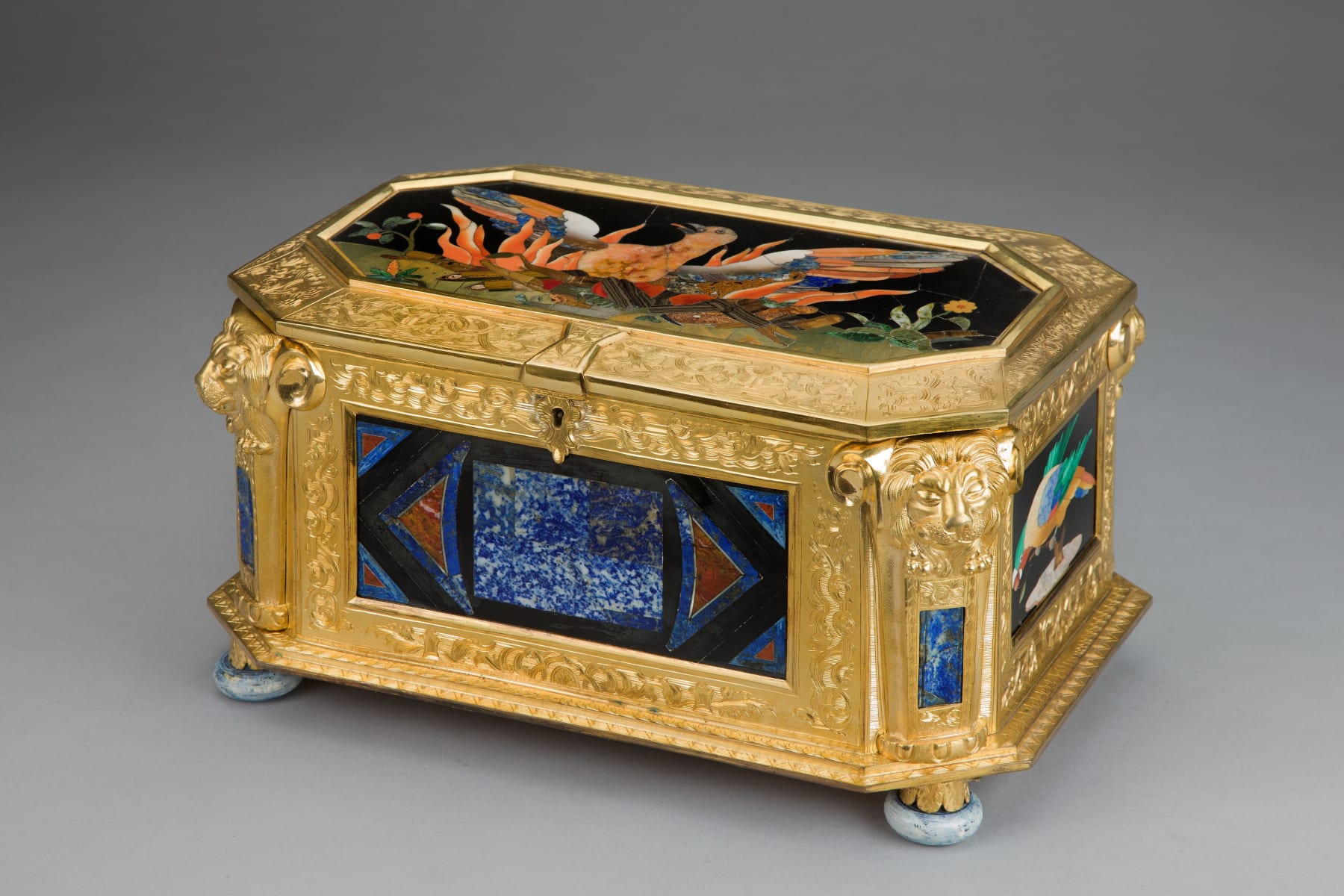 antique Coulborn The Wertheimer Phoenix Casket Pietra Dura mounted ormolu casket Samson Wertheimer
