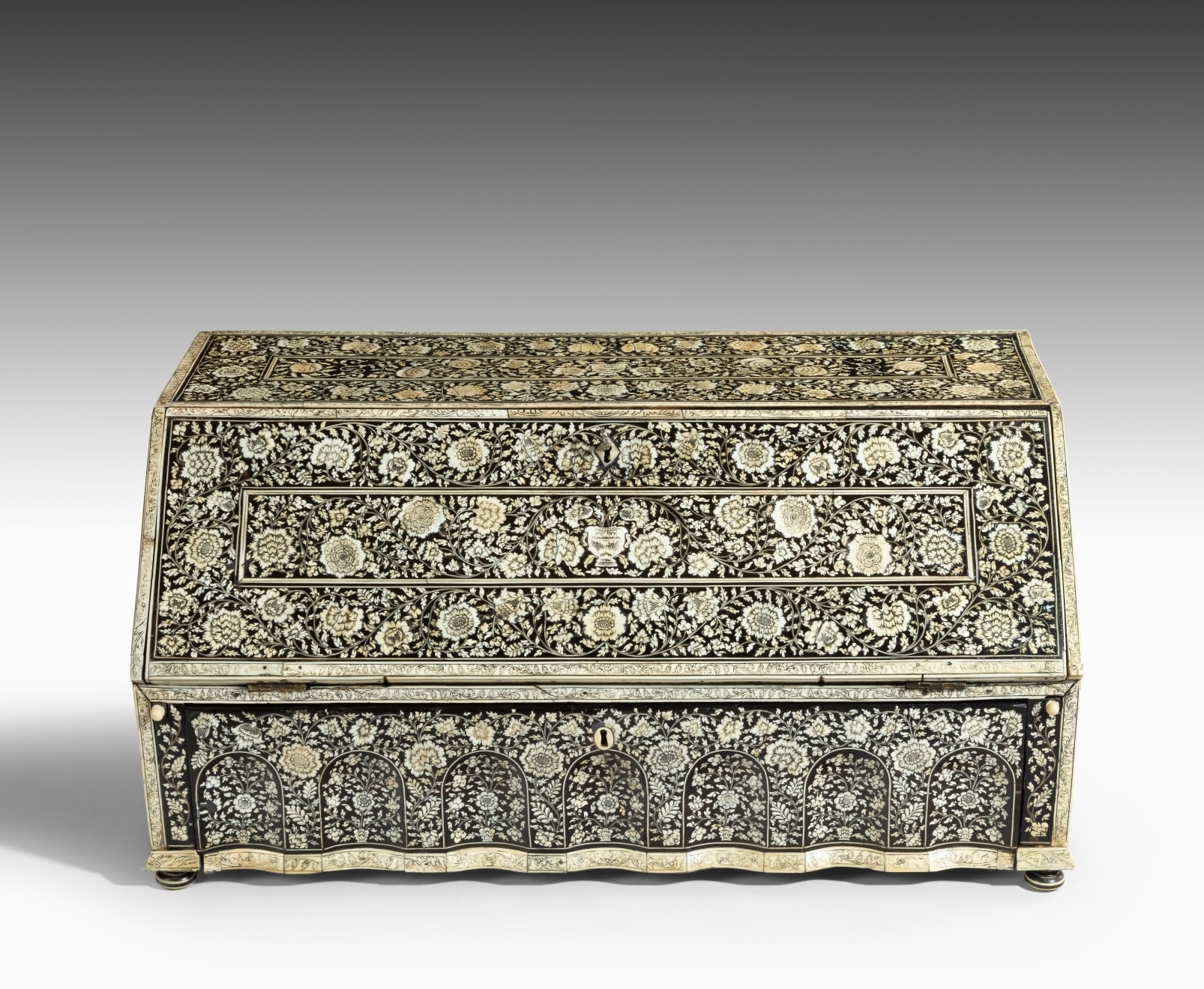 antique Coulborn Anglo Indian Bureau with ivory inlay, Vizagapatam