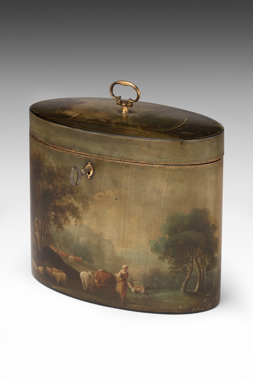 George III Painted Papier-mâché Tea Caddy attributed to Henry Clay (c.1740 – 1812)