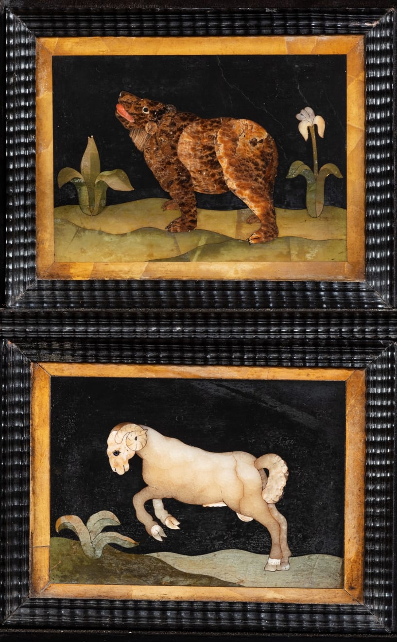 6844 17th Century Italian Ebony and Pietre Dure Table Cabinet