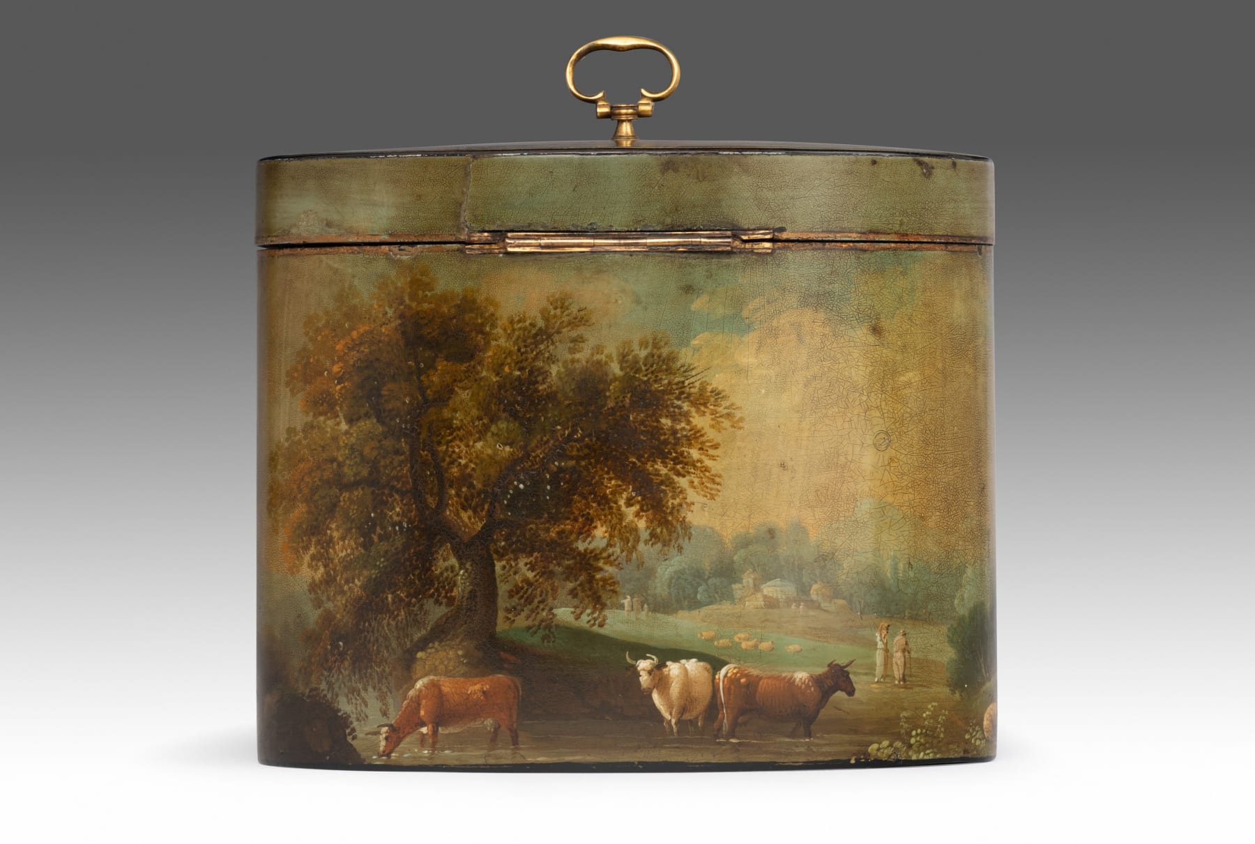 George III Painted Papier-mâché Tea Caddy attributed to Henry Clay (c.1740 – 1812)