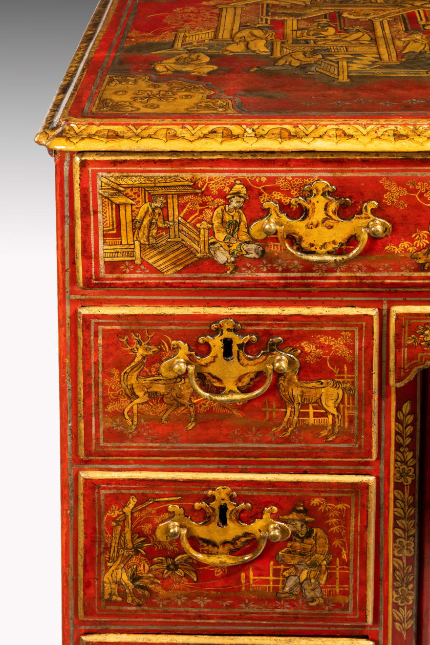 George II Scarlet Japanned Kneehole Chest | Thomas Coulborn