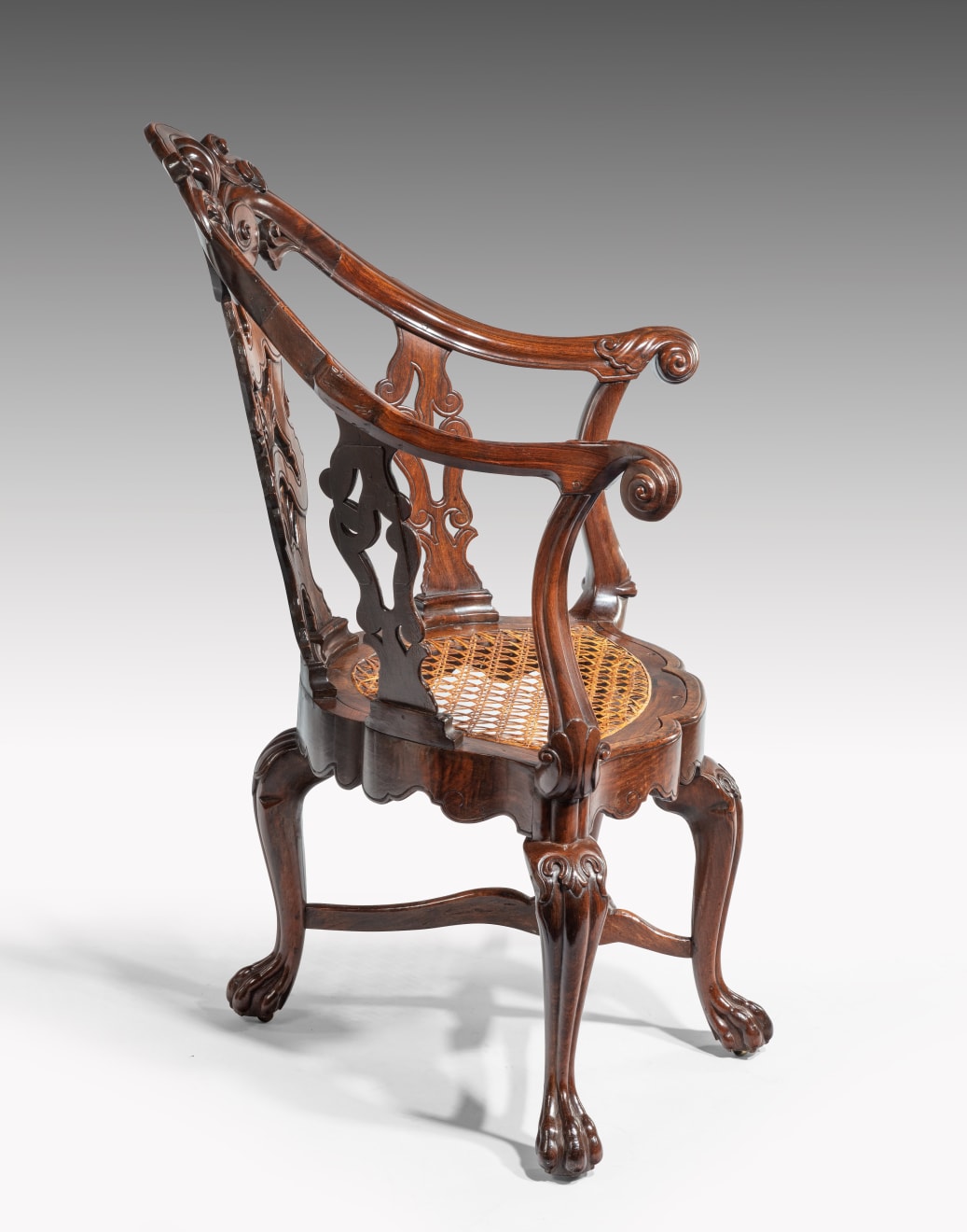 Indo-Portuguese Carved Padouk Armchair