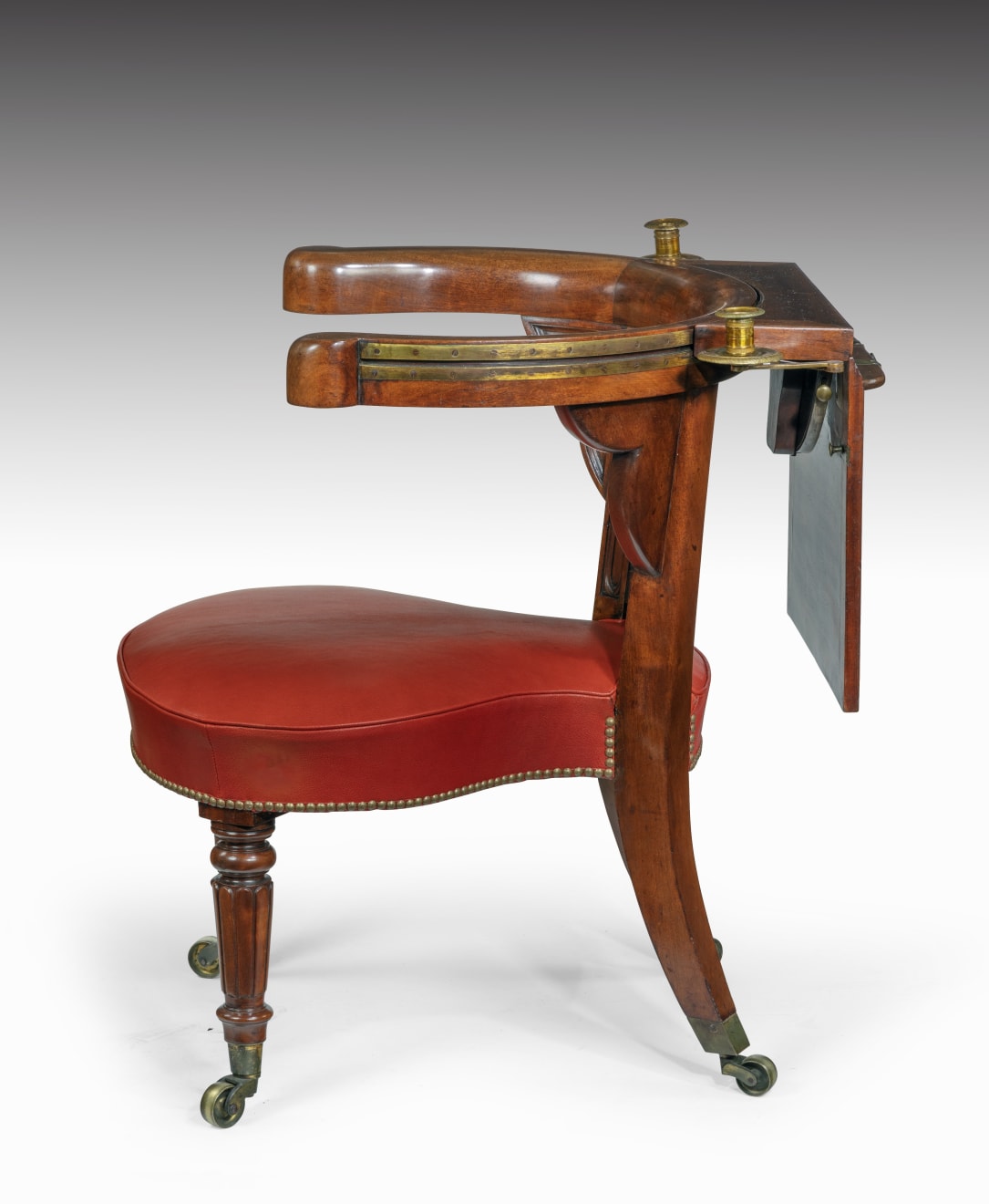 Coulborn antique William IV Mahogany and Brass-Mounted Reading Chair Ii the manner of Morgan & Sanders