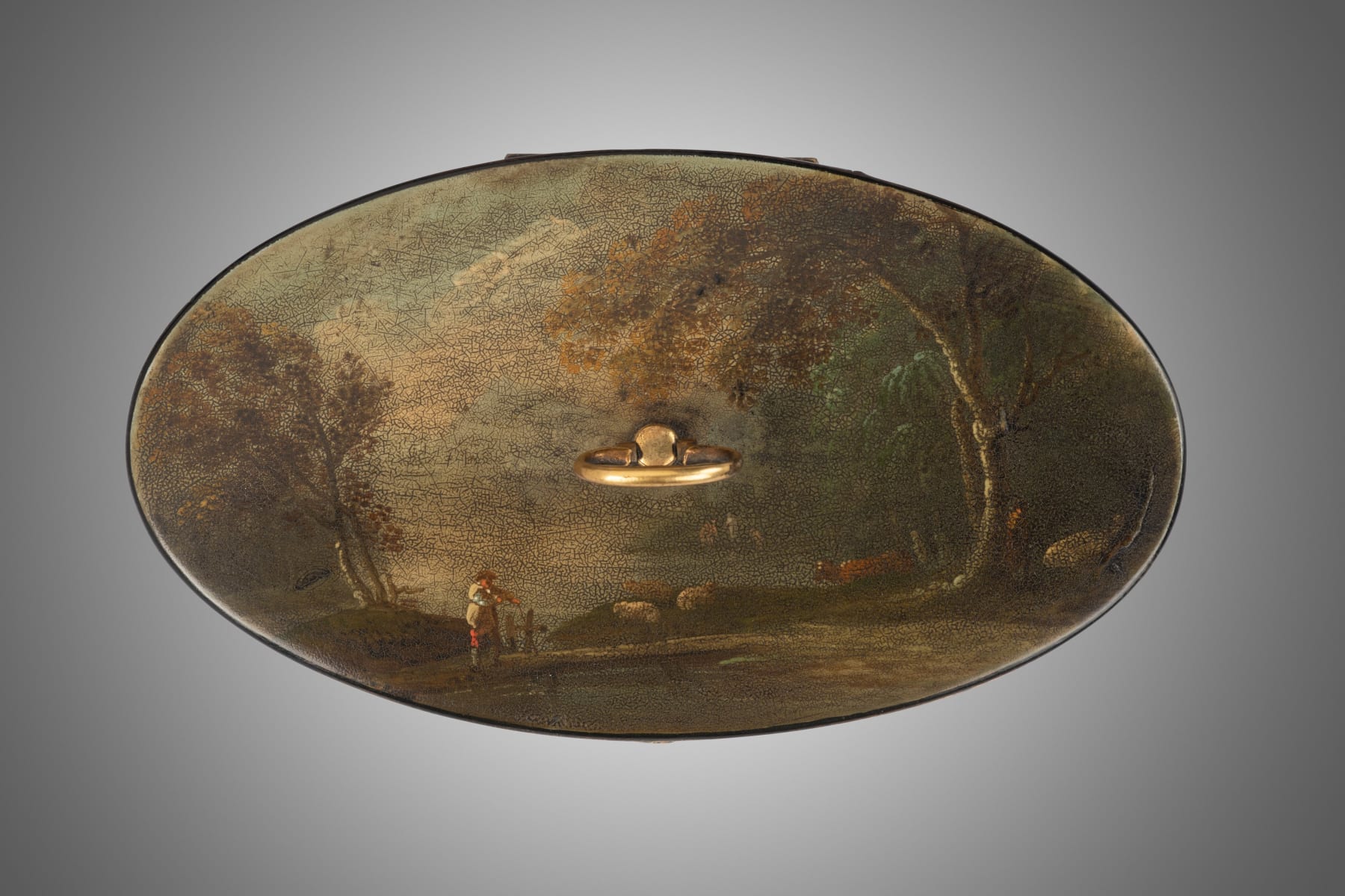 George III Painted Papier-mâché Tea Caddy attributed to Henry Clay (c.1740 – 1812)