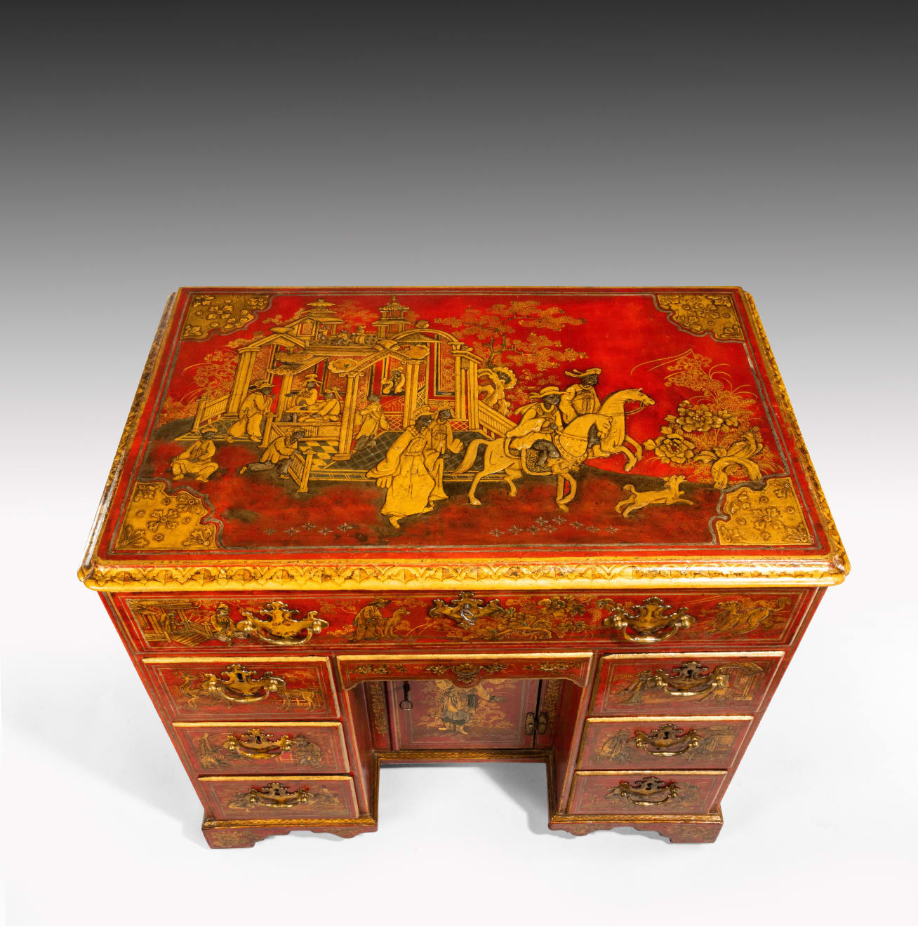 George II Scarlet Japanned Kneehole Chest Giles Grendey