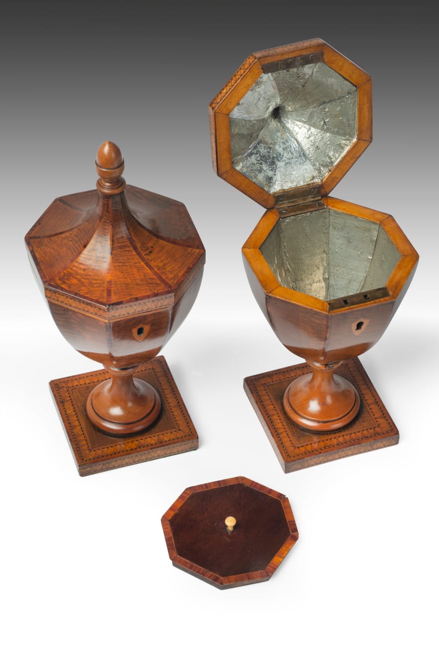 Pair of George III Neoclassical Tea Caddies