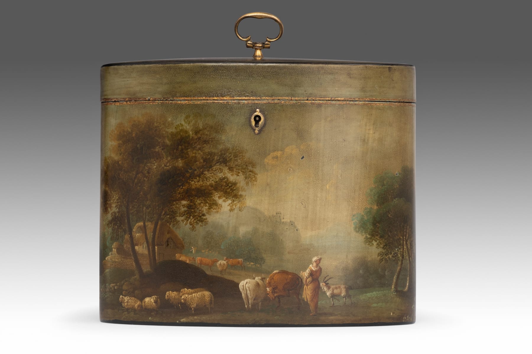 George III Painted Papier-mâché Tea Caddy attributed to Henry Clay (c.1740 – 1812)