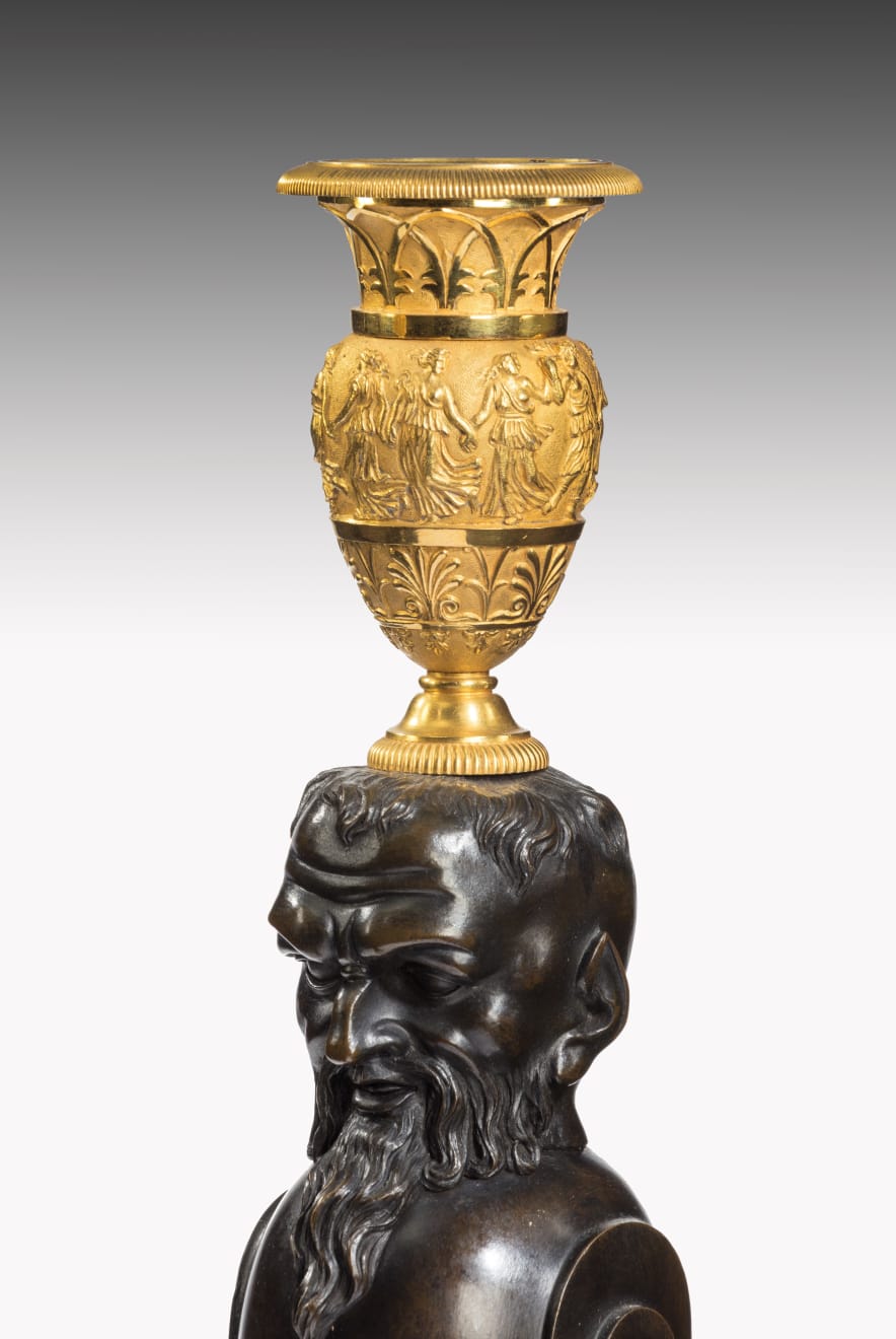 Pair of Empire Bronze and Ormolu Pair of Empire Bronze and Ormolu Candlesticks