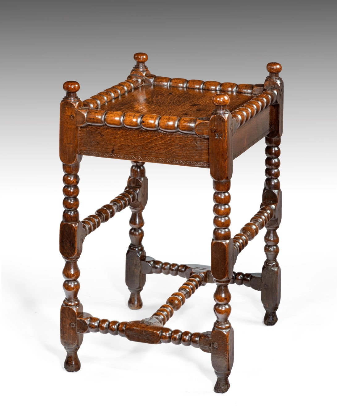 Coulborn antique Charles II Bobbin-turned Joined Oak Table
