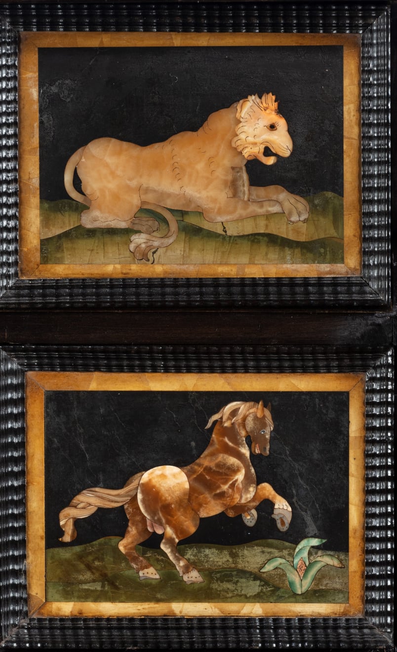 6844 17th Century Italian Ebony and Pietre Dure Table Cabinet