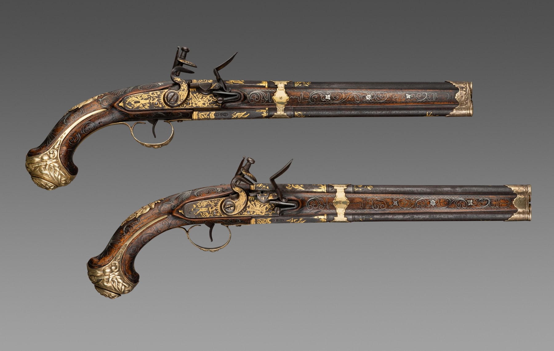 Pair of Ottoman Double-barrelled Flintlock Muskets