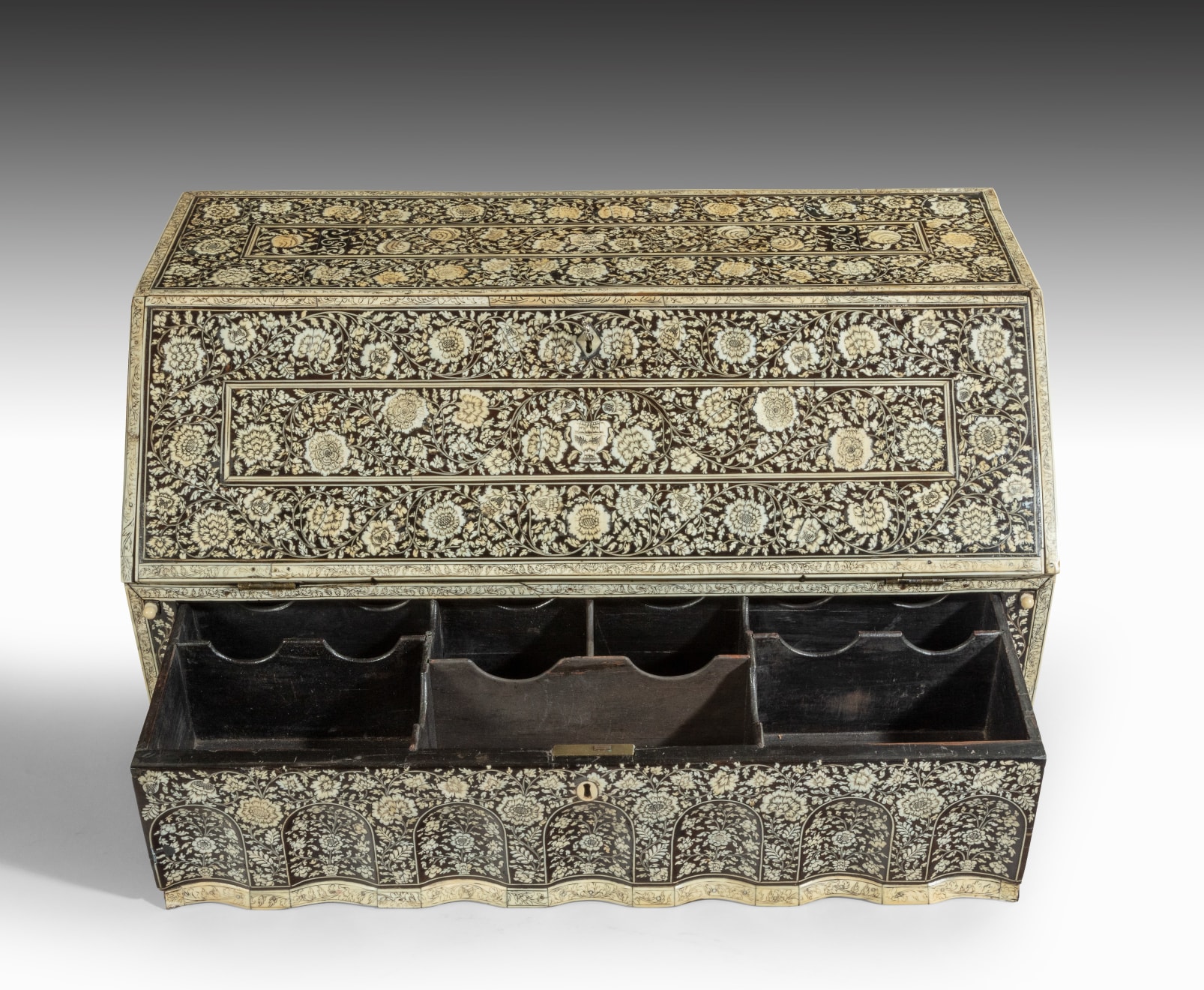 antique Coulborn Anglo Indian Bureau with ivory inlay, Vizagapatam