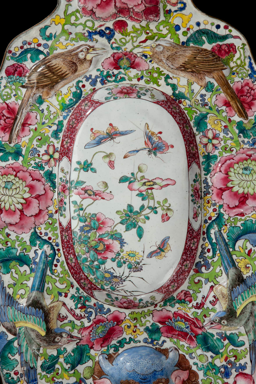 Pair of Royal Canton Enamel Wall Sconces