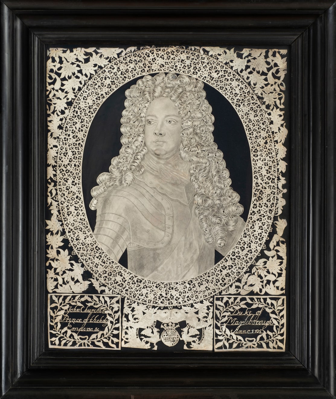 18th Century Cut Vellum Portrait of John Churchill, 1st Duke of Marlborough