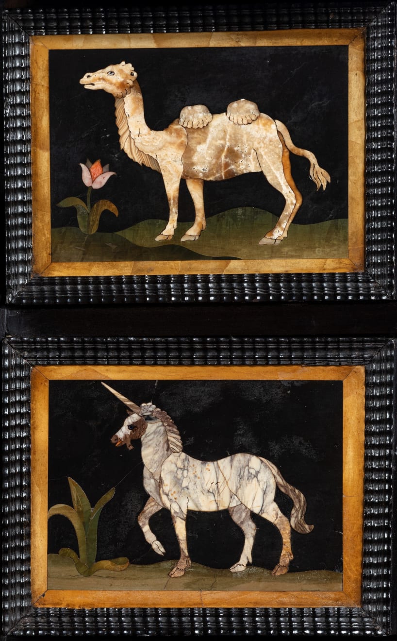 6844 17th Century Italian Ebony and Pietre Dure Table Cabinet