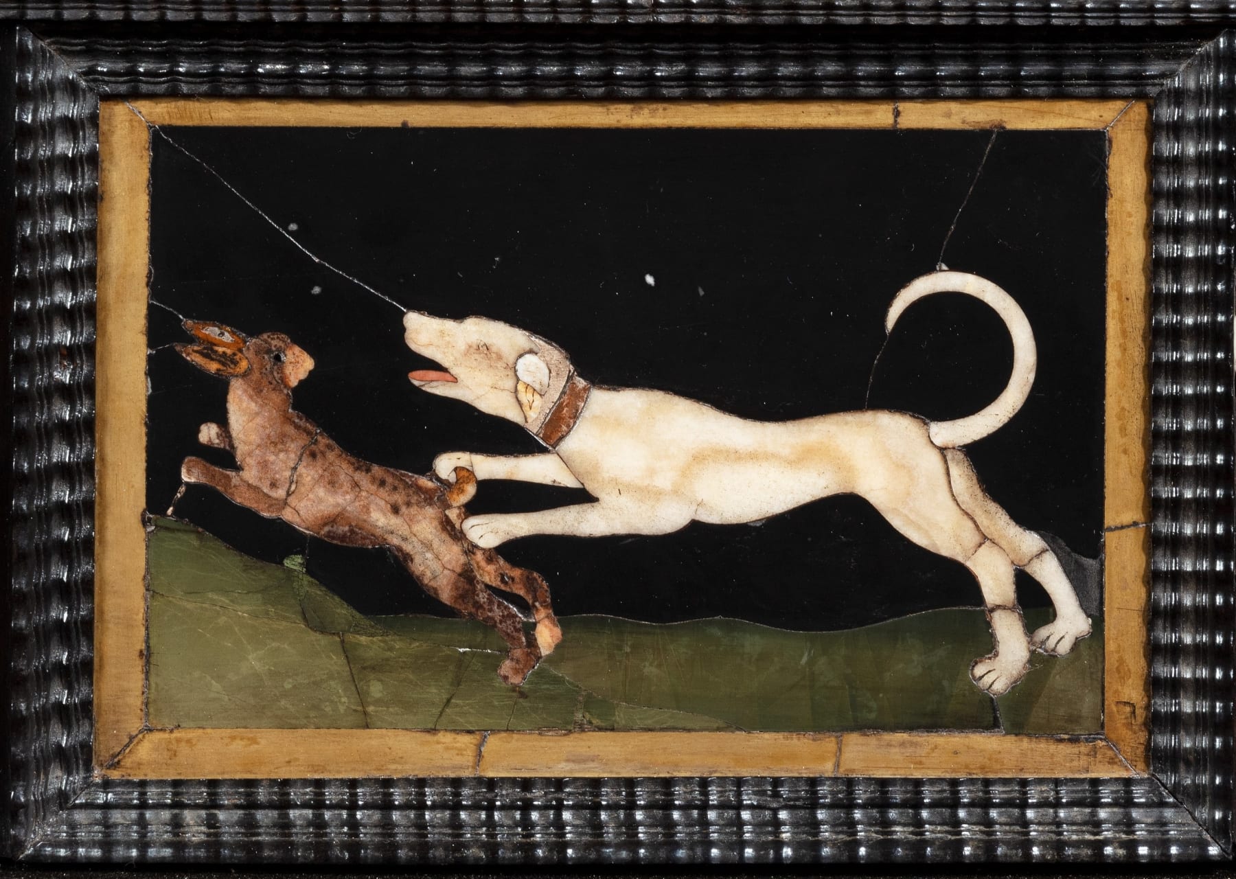 6844 17th Century Italian Ebony and Pietre Dure Table Cabinet