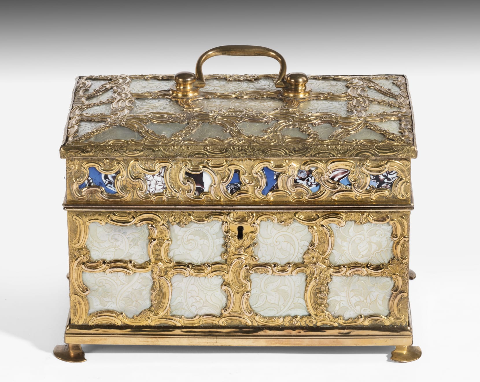 George III ‘Aventurine’ and Mother of Pearl Ormolu Tea Caddy Attributed to James Cox