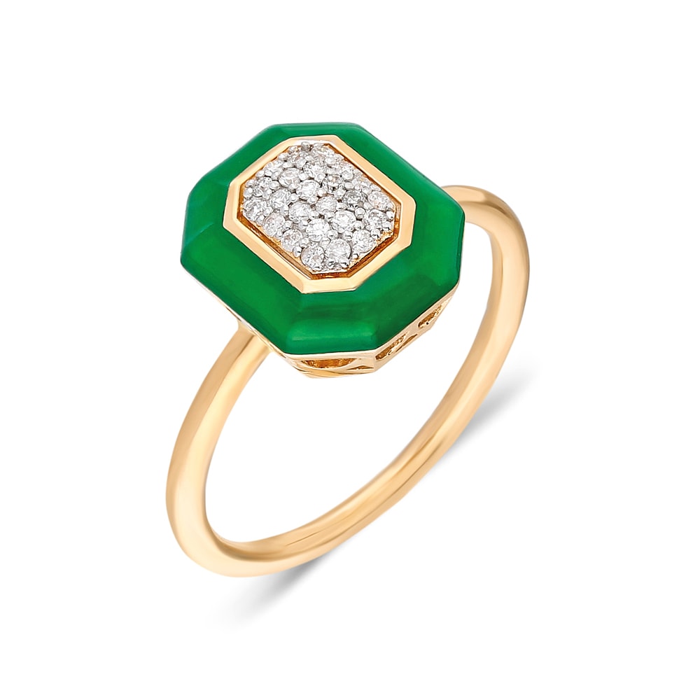 Terzihan, Fizzy: Green Enamel Square Ring