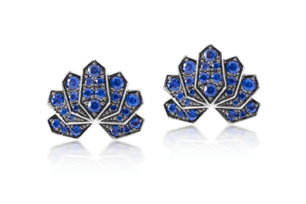Ananya, Lotus Stud Earring Pair, Blue