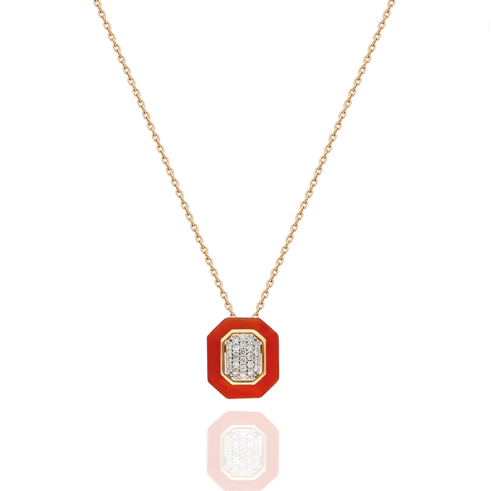 Terzihan, Fizzy: Red Enamel Square Pendant