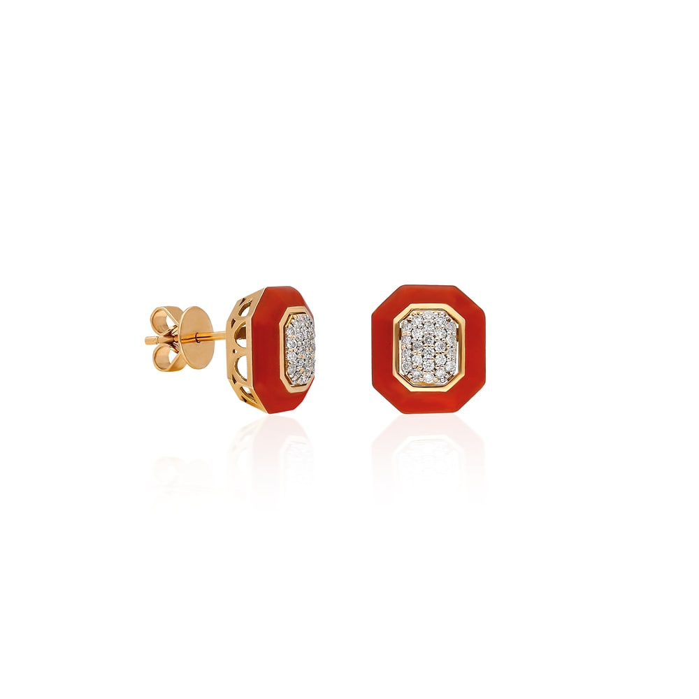 Terzihan, Fizzy: Red Enamel Square Earring