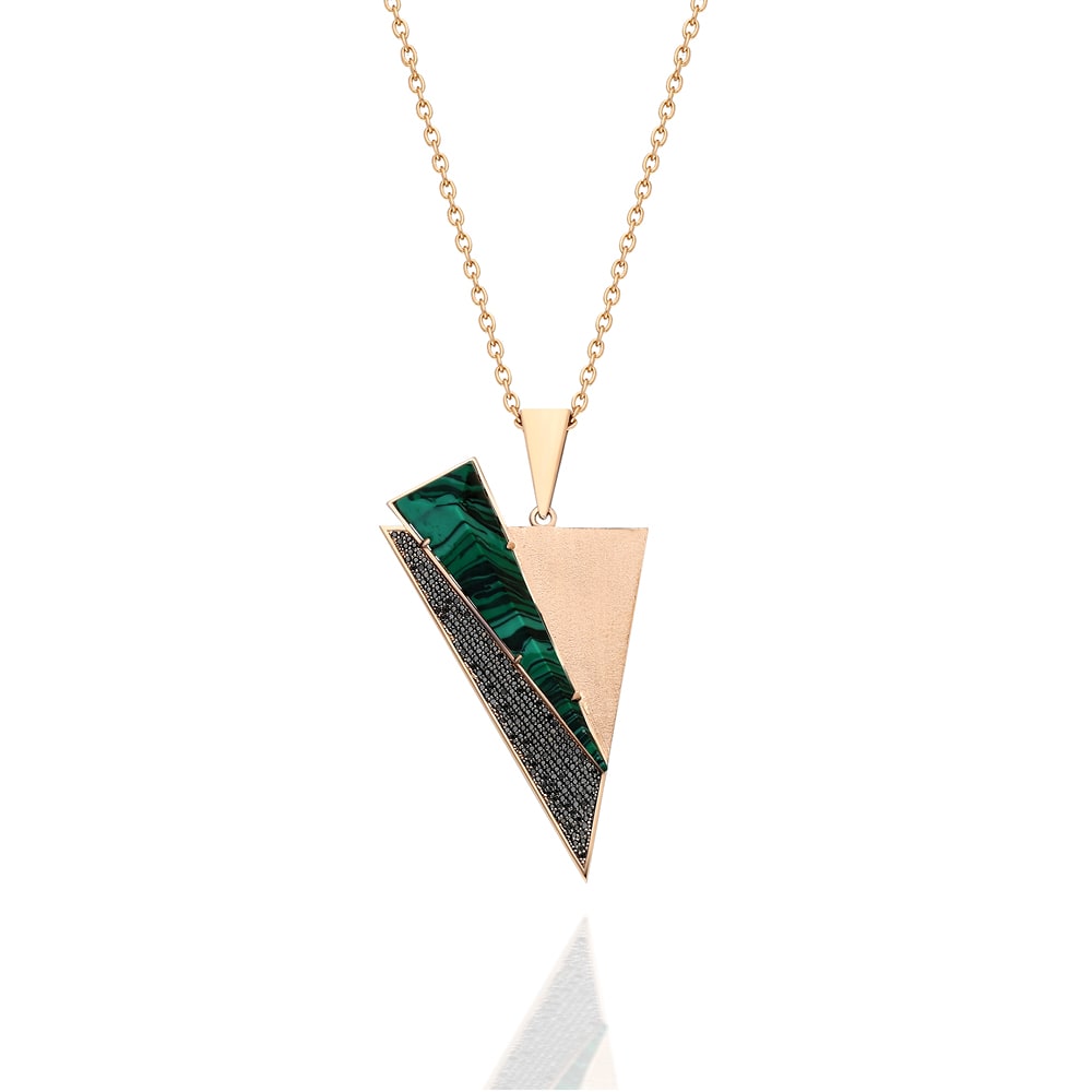Terzihan, Neutra: Aztec Maxi Black Pendant w/ Malachite & Onyx
