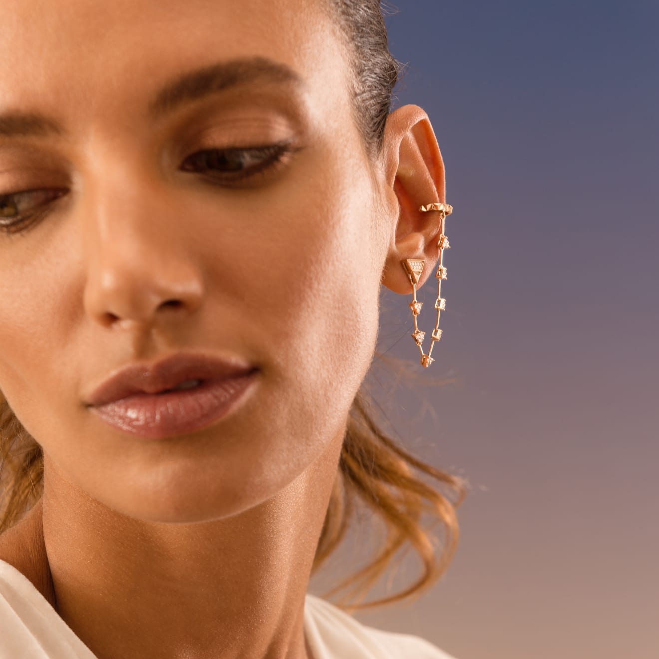 Alessa Jewelry, FRAGMENT DOUBLE PIERCED EARRING