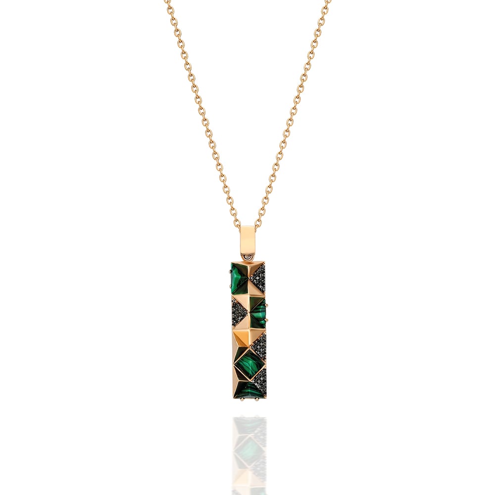 Terzihan, Neutra: Black Bar Pendant w/ Malachite