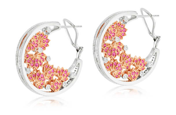 Ananya, Lotus Samsara Floating Hoops, White